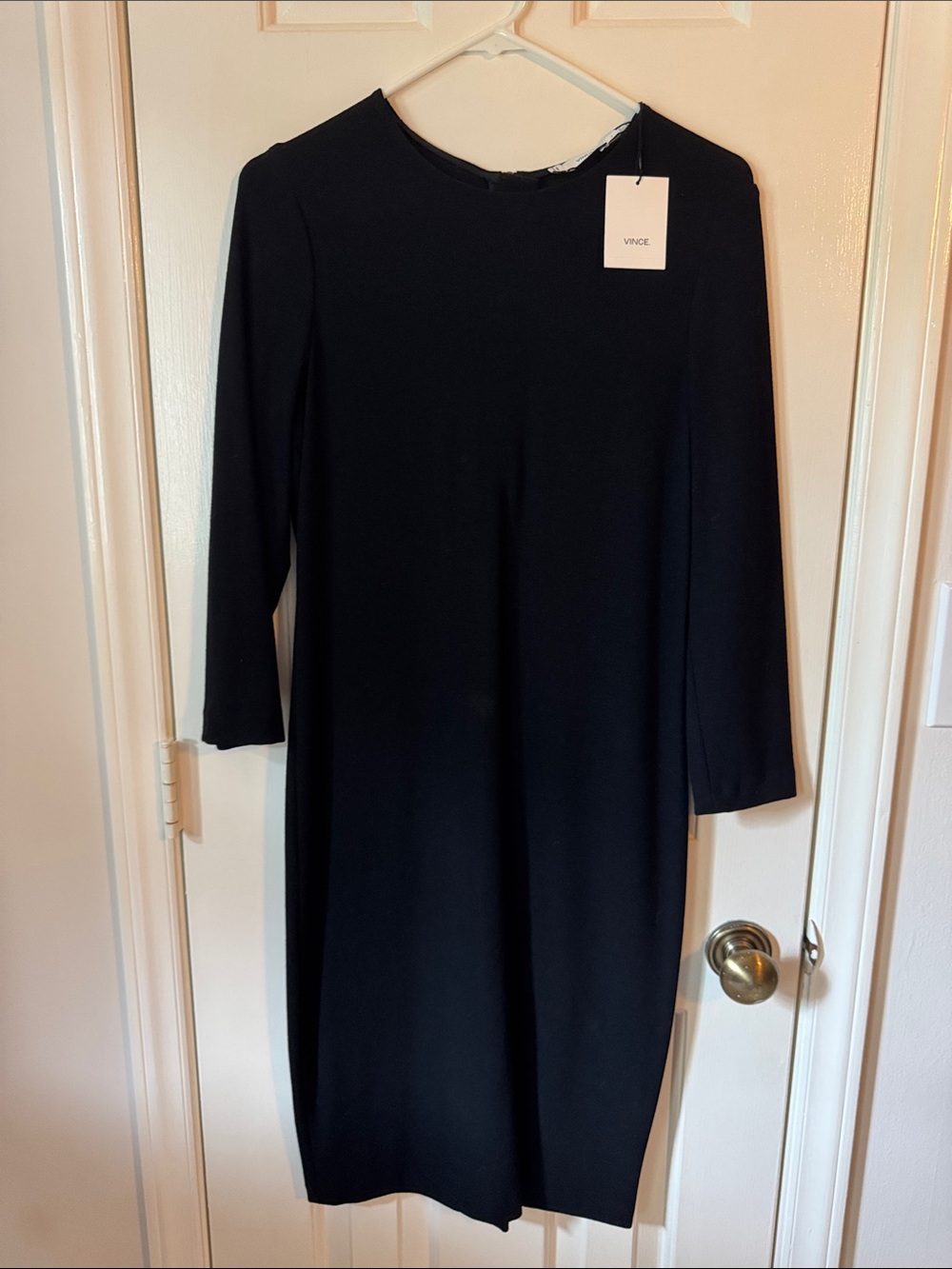 Vince Black Long Sleeve Crewneck Shift Dress